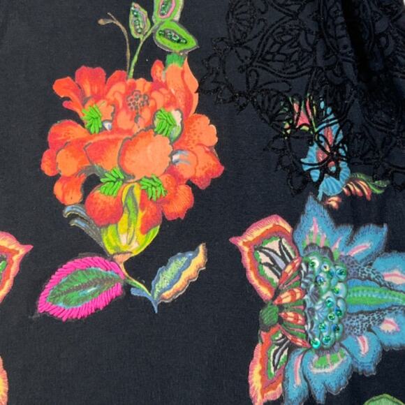 Desigual Black Floral Top | Size L - Picture 4 of 7